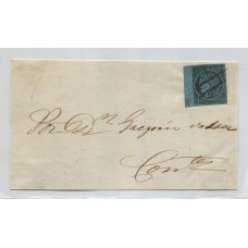 ARGENTINA 1856 GJ 1 CORRIENTES FRENTE DE CARTA PLIEGO CIRCULADO A LA CAPITAL TIPO 8 DE LA PLANCHA CON MARCA DE TORNILLO, MUY BONITA PIEZA ( U$ 450 )